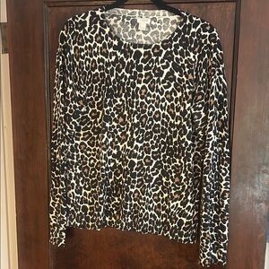 J Crew leopard crew neck sweater